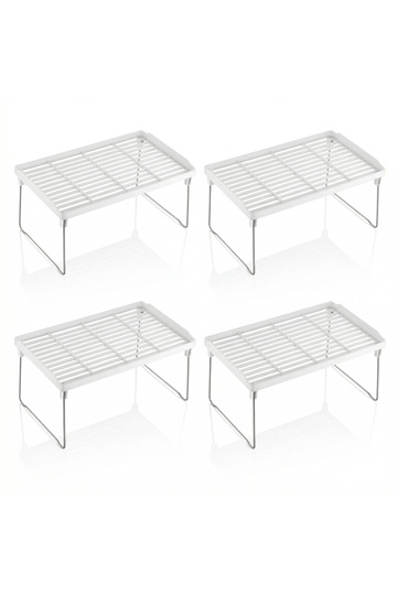 4 Pieces In-Cabinet Shelf Organizer Tea Cup Tumbler Bathroom Metal Standing Shelf