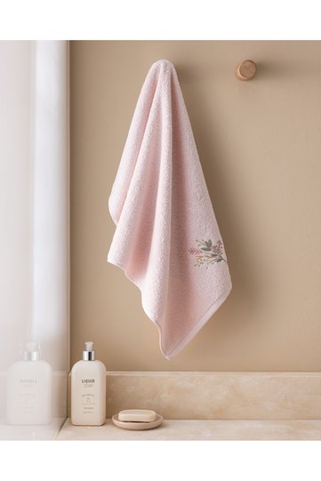 Arsor 100% Cotton Embroidered Face Towel - Powder - 50X76 cm
