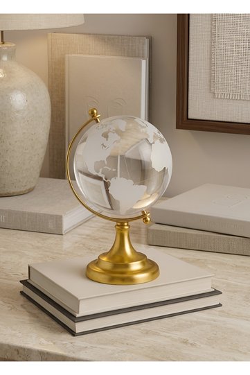 Gift Globe Handmade Processing High Quality Glass Production Trinket Decoration Rotating World Map with Stand