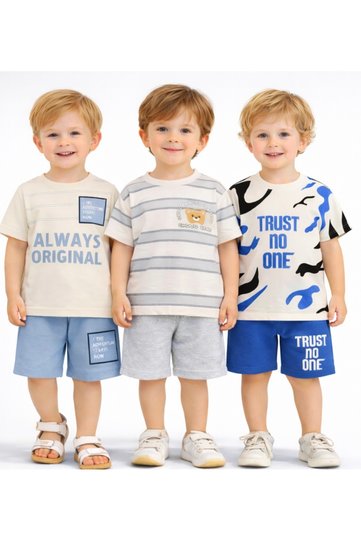Boy's T-Shirt Shorts 3 Piece Set Summer Cotton