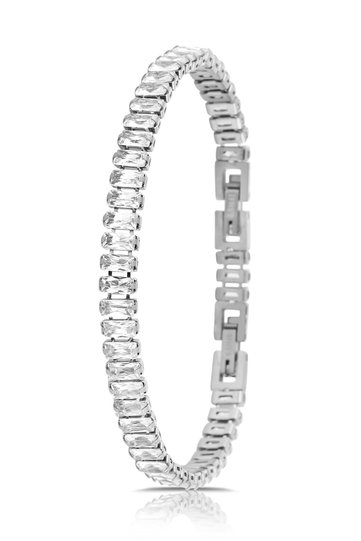 Steel Luxury Zircon Stone Elegant Waterway Bracelet Silver Color
