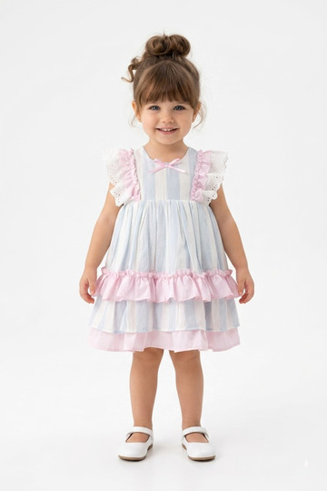 Baby Girl Birthday Party Wedding Dress Short Sleeve Sleeveless Ruched Lined with Ribbon