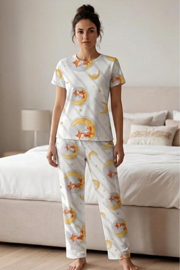 Lunawear Moon Patterned Short Sleeve Women's Pajamas
