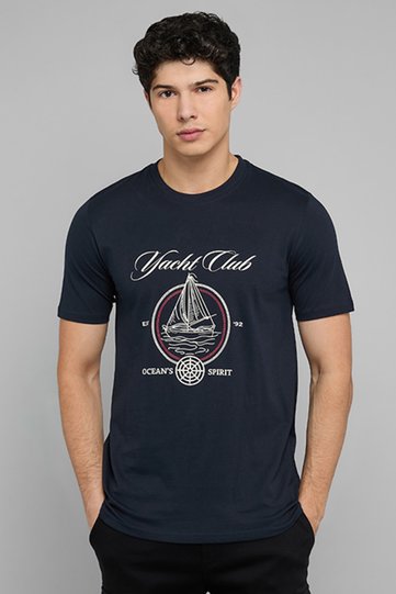Printed T-Shirt with Crew Neck and Short Sleeves