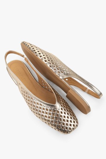 Women's Selira Gold Skin Perforated Ballerinas