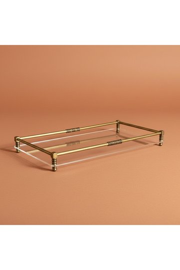 Antique Brass Decorative Tray – Premium Presentation Tray with Plexiglass Base