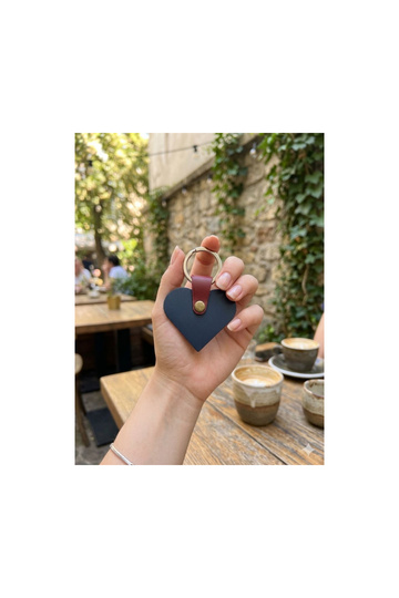 Heart Keychain Handcrafted Genuine Leather Gift "Savior Gift" & Charm