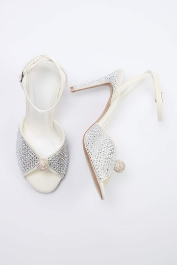 Bridal White Stone Detailed Women's 9.5 cm Classic Heeled Shoes Takss26To00073