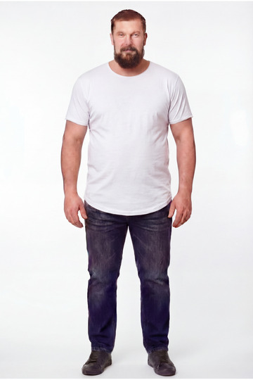 Large Size Men's Wide Collar 100% Cotton Loose Fit T-Shirt