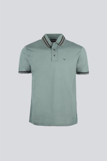 Men's Polo Collar Button Closure Short Sleeve Green Polo Collar T-Shirt