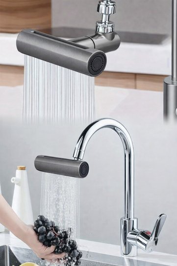 3-Stage Anthracite Faucet Head 360 °   Water-Saving Shower Apparatus with Rotating Filter, Suitable for Kitchen and Bathroom