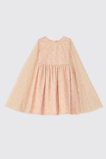 Girl's Salmon Party Dress with Cape