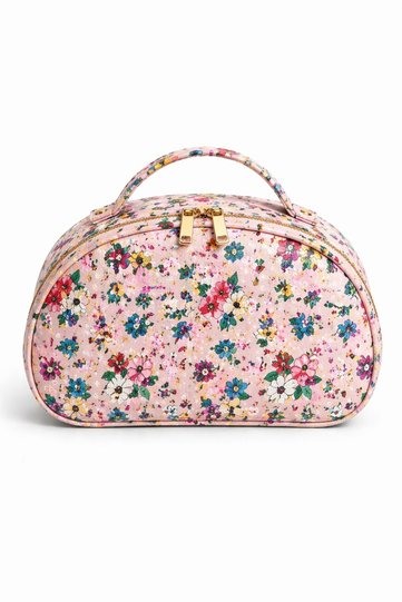 Floral Patterned Oval Makeup Bag – Large Travel Cosmetic Bag, Zippered, Large Capacity, Suitable for Daily Use