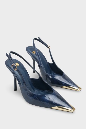 Women's Stiletto Pointed Toe Back-Strapped Casual Heeled Shoes Rivori Laci Crocodile