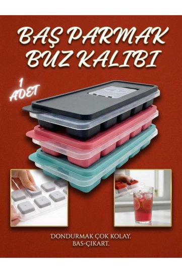 Bas Parmak Silicone Ice Mold with 12 Compartments – Practical and Easy Ice Making Mold |   Silicone Ice Cubes