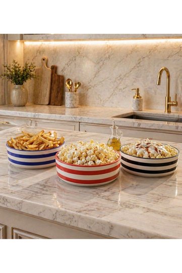 Modern Rhythm Series 3 Colors Set of 3 Serving Presentation Bowls Ceramic 14 cm Presentation Bowls