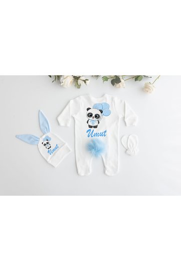 100% Cotton Printed Pompom Rabbit Jumpsuit Mn80