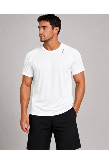 Men's Sporty Dry-Fit Breathable Sweat-Wicking Athletic Technical T-Shirt with Reflective Detail