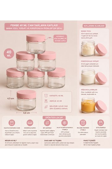 3-Piece Mini Glass Jars – 41 ml – Silicone Lids – Food, Spice, Jam and Sauce Storage Containers Pink
