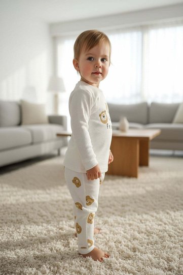Reported Fabric Patterned Children's Pajama Set