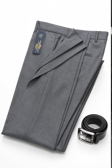 Men's Smoked Polyviscon Fabric Trousers with Pockets