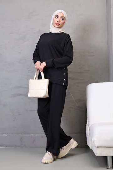 Snap-Fastened Modal Fabric Tracksuit Set