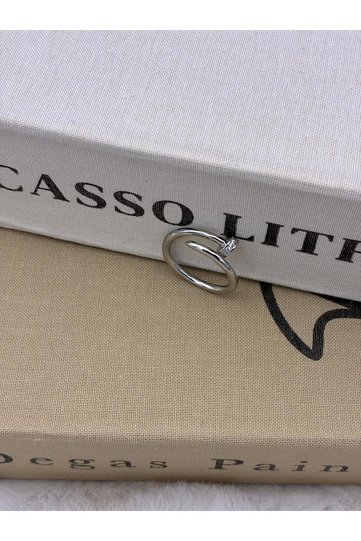 Silver Color Nails Form Adjustable Brass Ring T1