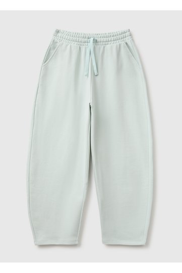 Girl's Aqua Green Balloon Leg Sweatpants with Drawstring Waist and Pockets