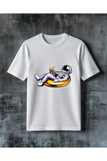 Astronaut Space Relaxation Printed Oversize T-Shirt