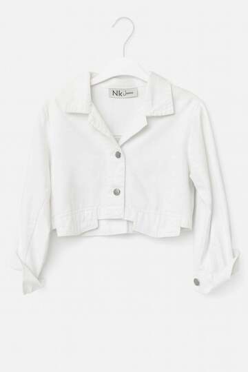 Nk girl's long sleeve crop cut jacket 9-14 years white