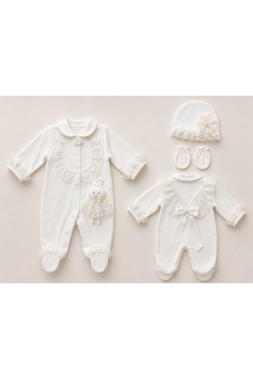 Lace booties baby girl romper