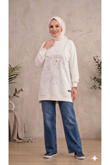 Women's Stone Sparkling Hijab Tunic, Comfortable Fit, Modal Fabric