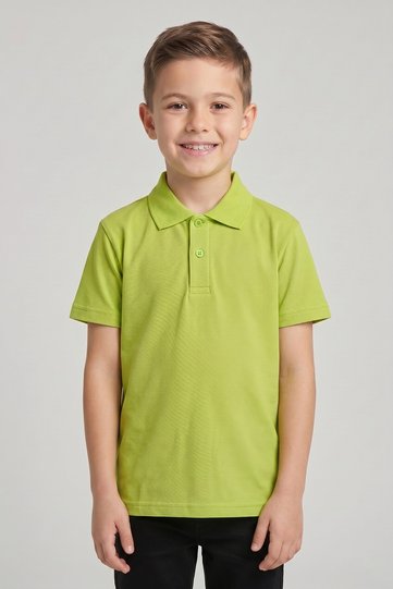 Unisex Kids Pistachio Green Lacoste Polo Collar Short Sleeve School T-Shirt