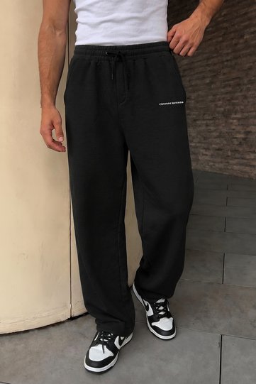 Chrome Hearts Printed Baggy 3 Thread Rastered Loose Cut Straight Leg Black Winter Sweatpants Rf0623