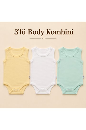 Unisex 3-Piece Strap Bodysuit 100% Cotton Comfortable Fit