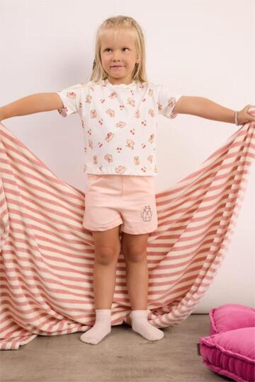 100% Cotton Regular Fit Printed Shorts 2-Piece Pajama Set for Baby Girl I0405A526Hs