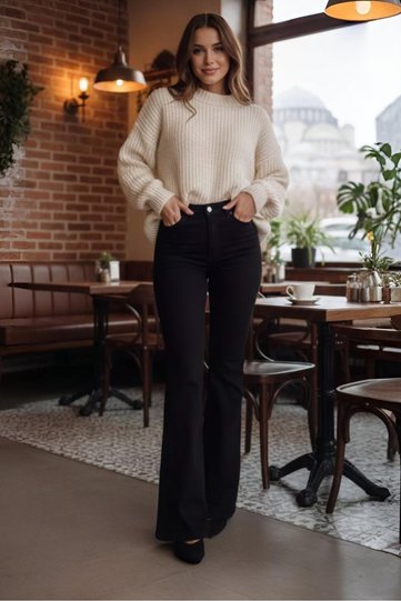 Black - Spanish Style Flared Jeans