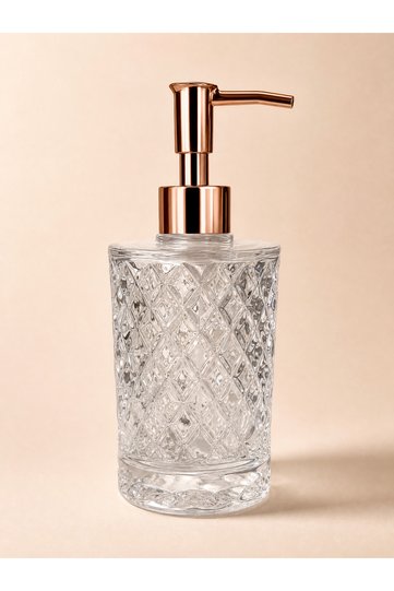 Transparent Crystal Glass Liquid Soap Dispenser - Transparent | |   Pump-Operated | |   Modern Luxury Bathroom Accessory Decorative Liquid