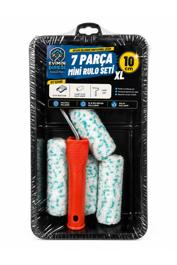 7 Piece Mini Painter's Set 10 cm XL Paint Roller Tub with Spare Roller