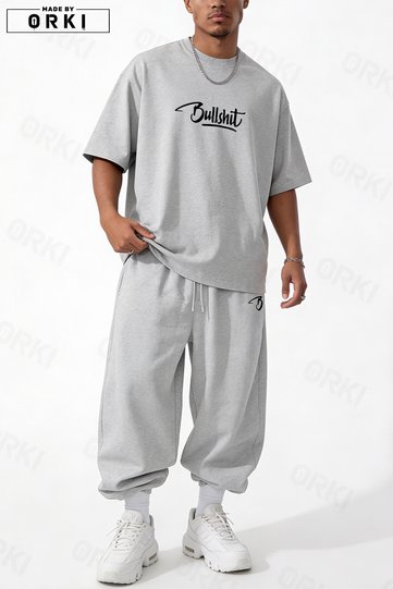  Printed Cotton Fabric Unisex Oversize T-Shirt-Sweatpants Set