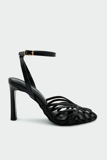 Huggy Cage Cut Women's Black Heeled Shoes