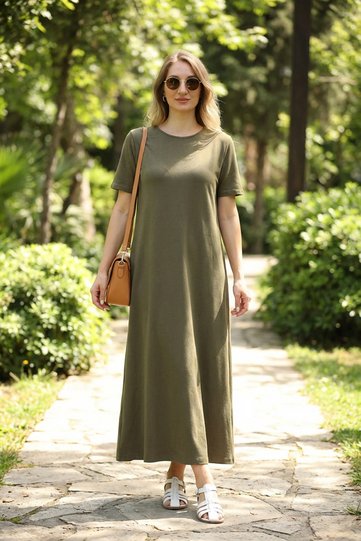 Short Sleeve Maxi Combed Dress 2029 - Long Combed Dress