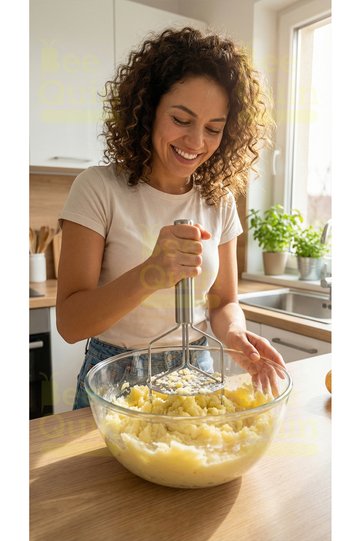 Potato Masher Metal Iron Masher Stainless Steel Masher Steel Large Spring Loaded Double-Layer Layer Two