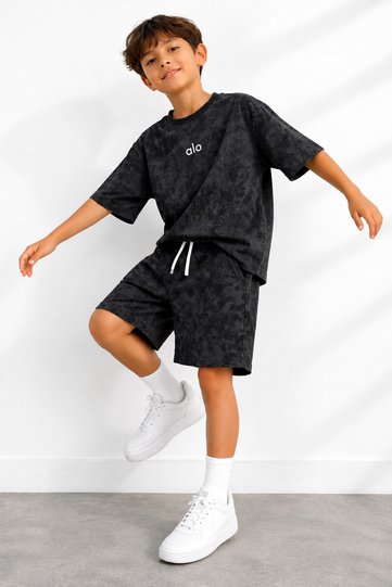 Boy's Tie-Dye Patterned Oversize Shorts Set |   2 Thread Cotton Summer Set