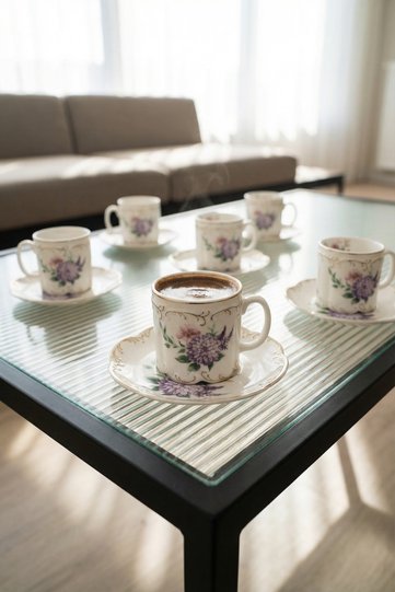 Rosella 6-Person Porcelain Coffee Cup Set - 100 ml