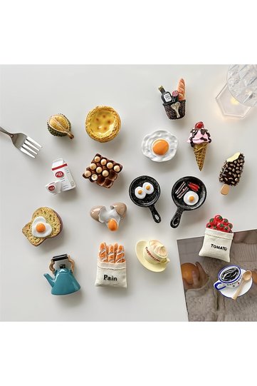 Random 5pcs 5pcs Food Decoration Magnets - Realistic Tomato, Eggs, Pastries, Medicine Bottle fridge