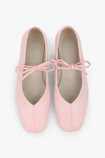 Women's Noriel Pink Leather Lace-Up Ballerinas