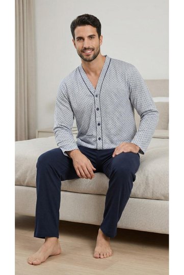 100% Cotton Single Jersey Buttoned Pajama Set 940