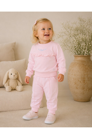 Girl's Top and Bottom Set with Angel Embroidery