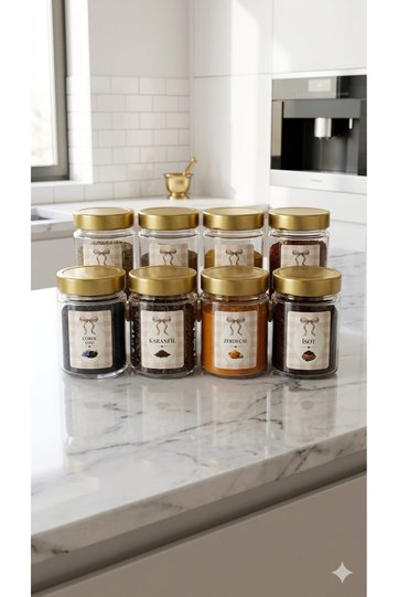 500 ml Glass Jar Set with Gold Lid and Label Spice Jar Set